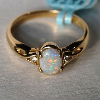 Thumbnail: 14KY072WOPL Ladies Lightning Ridge Opal Estate Ring