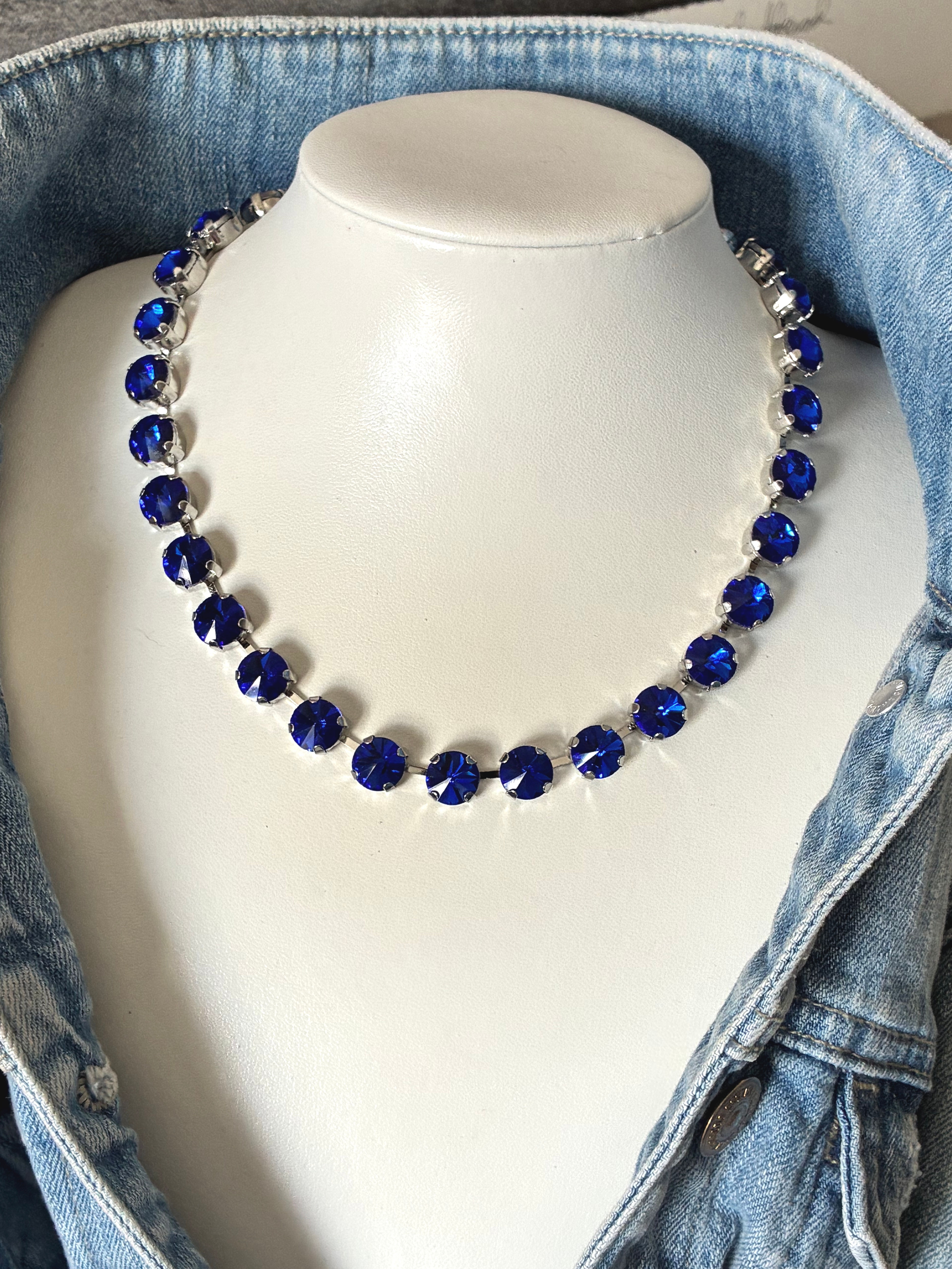 The Austin Necklace Royal Blue on Silver 