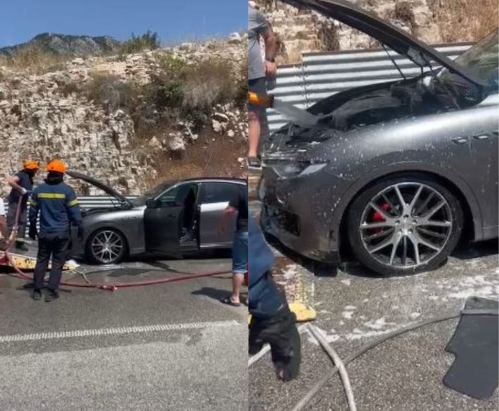 TUNELI I SKËRFICËS; SARANDË | AUTOMJETI TIP “MASERATI” ME TARGË AB 803 RX MORI FLAKË NË AKSIN RRUGOR “SARANDË-GJIROKASTËR”.