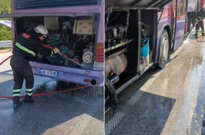 NJË AUTOBUS MORI ZJARRI NË SEGMENTIN RRUGOR “KARDHIQ-DELVINË” PRANË TUNELIT TË SKËRFICËS.