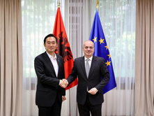 MINISTRI PËR EVROPËN DHE PUNËT E JASHTME I RSh IGLI HASANI MIRËPRITI SOT NË NJË TAKIM ZYRTAR ZV/MINISTRIN PËR PUNËT E JASHTME TË JAPONISË FUKAZAUA JOIÇI (FUKAZAWA YOICHI).