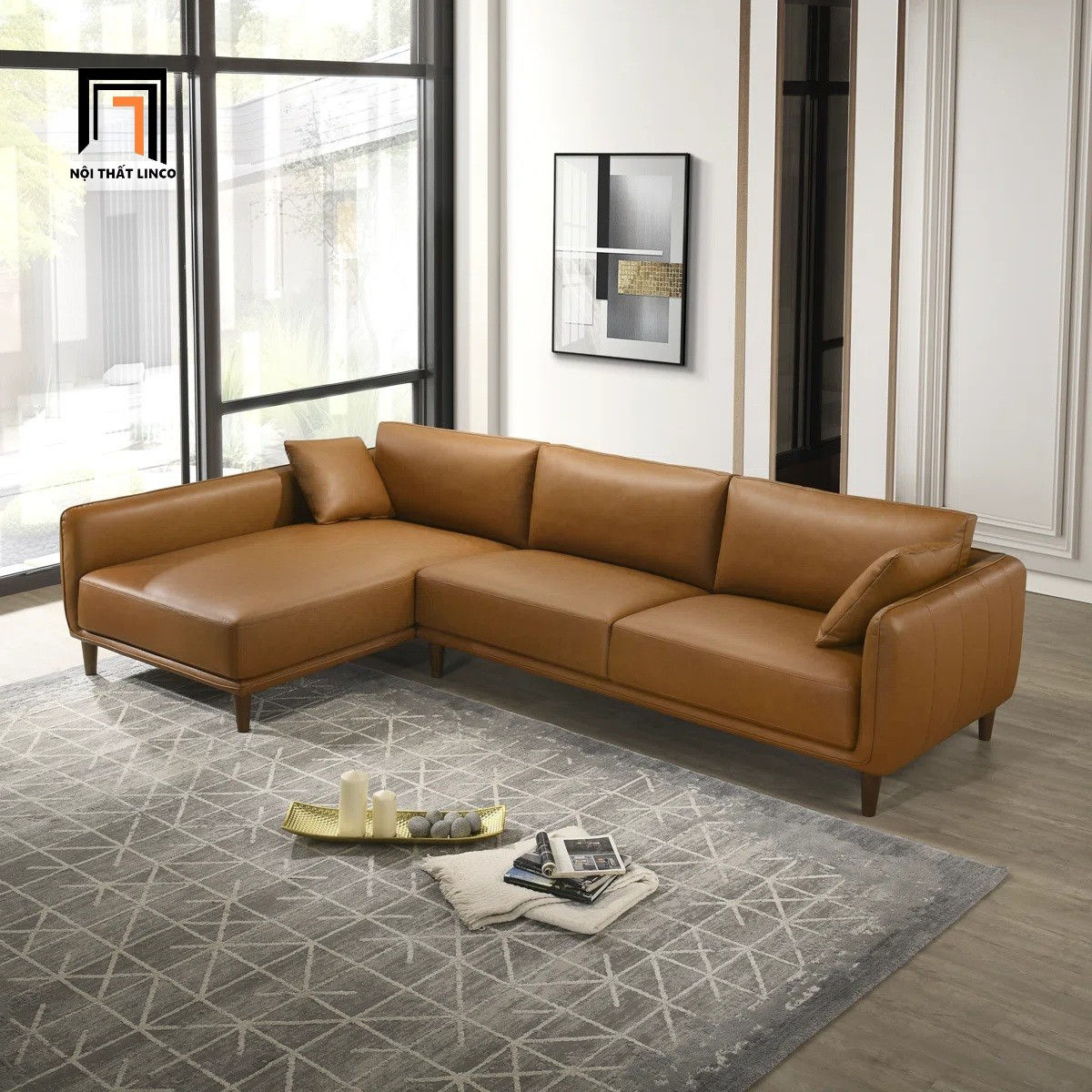 sofa góc bọc da