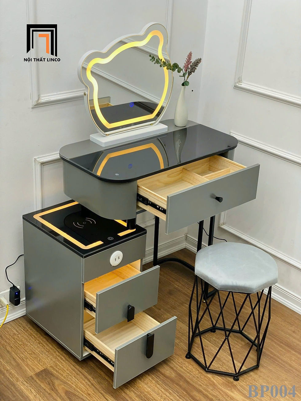 Hình thu nhỏ: Bộ bàn phấn phòng ngủ hiện đại 80cm BP04-AK nhập khẩu