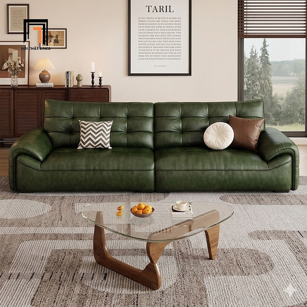 sofa băng da xanh lá