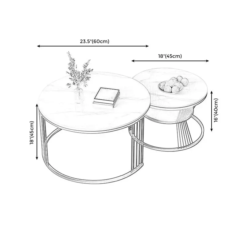 Hình thu nhỏ: Cặp bàn trà mặt đá tròn khung vàng BSF34 Rolate xinh xắn