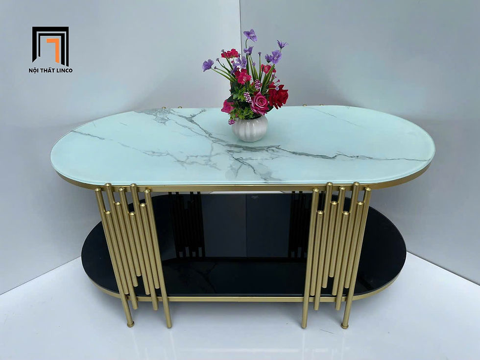 Hình thu nhỏ: Bàn sofa mặt kính oval 2 tầng BTPK78 Watery 1m x 50 giá rẻ