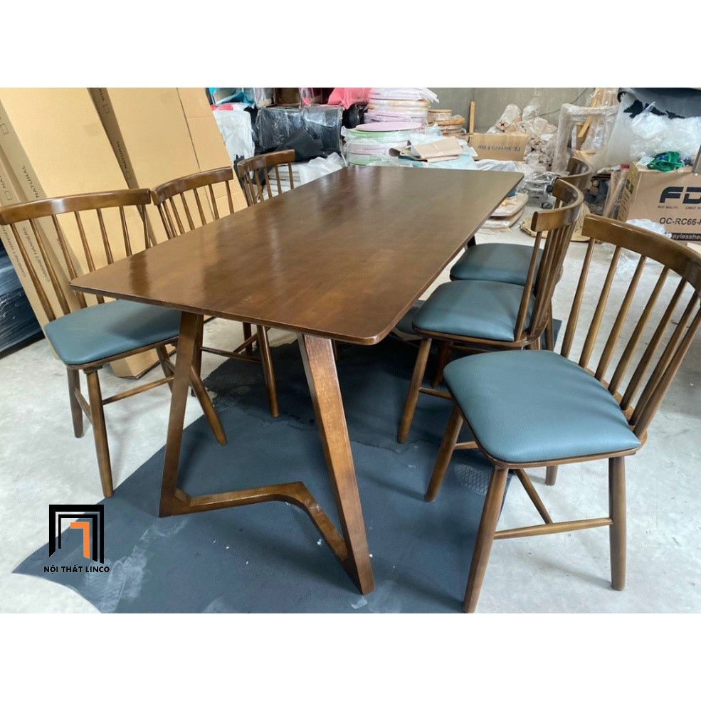 Bộ bàn ghế ăn gỗ giá rẻ 14-KH6-G18-B92 giá rẻ 6 chỗ ngồi