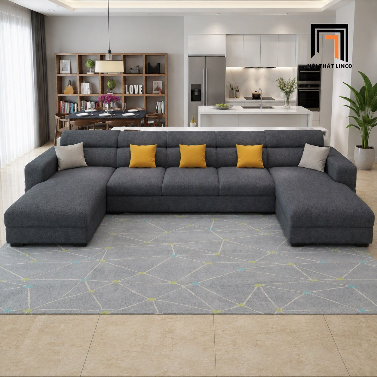 sofa u xám đen