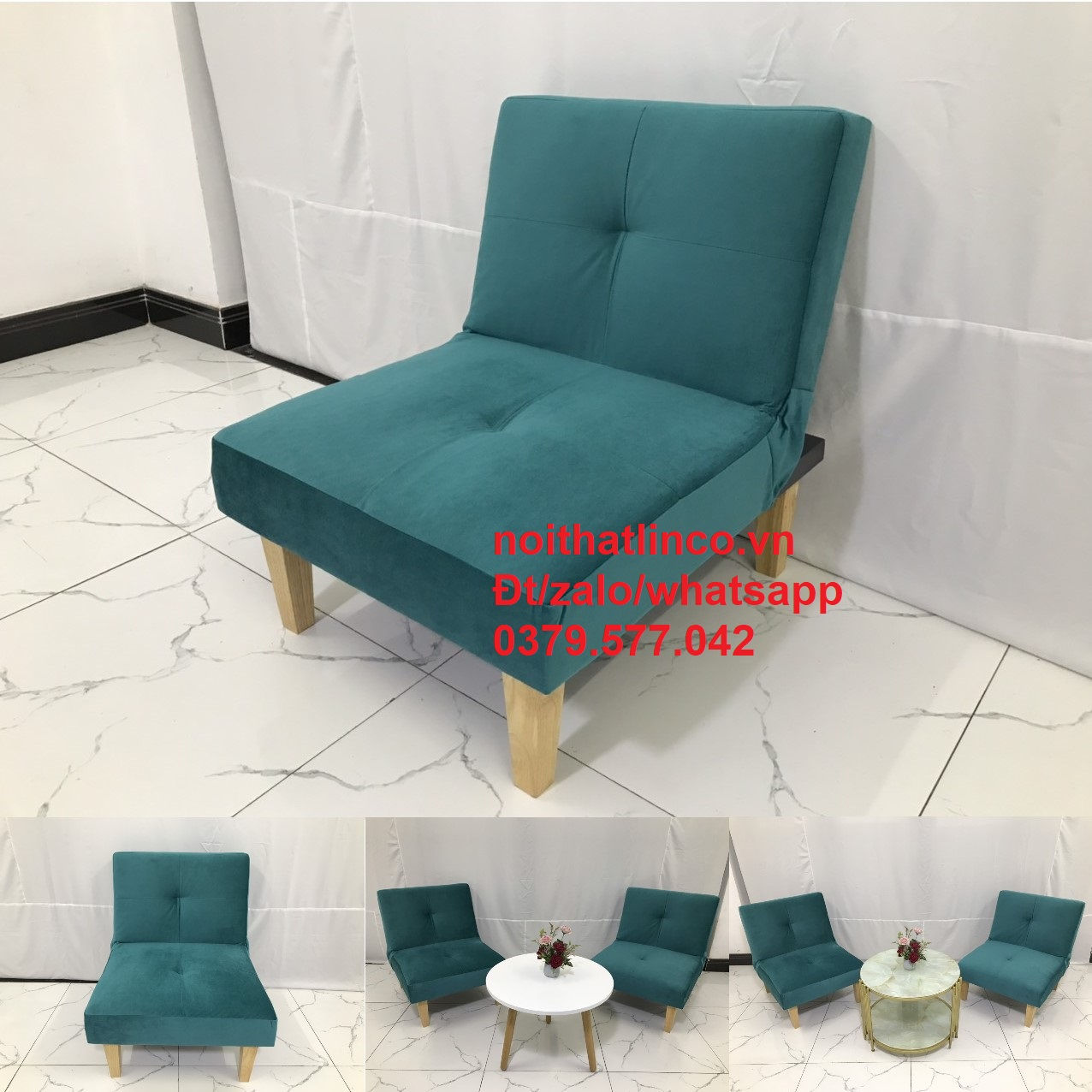 Ghế sofa đơn xanh lá cây dài 60cm mini giá rẻ Khánh Hòa