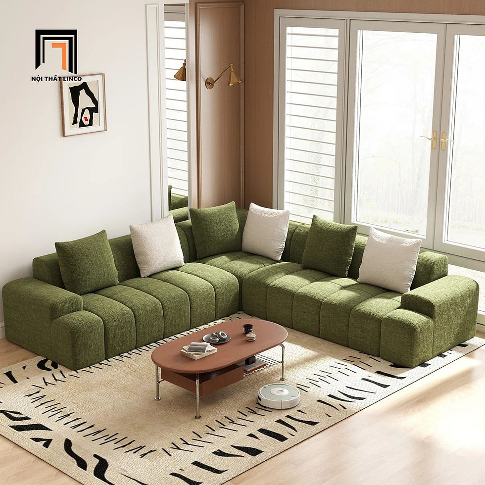 sofa góc xanh lá