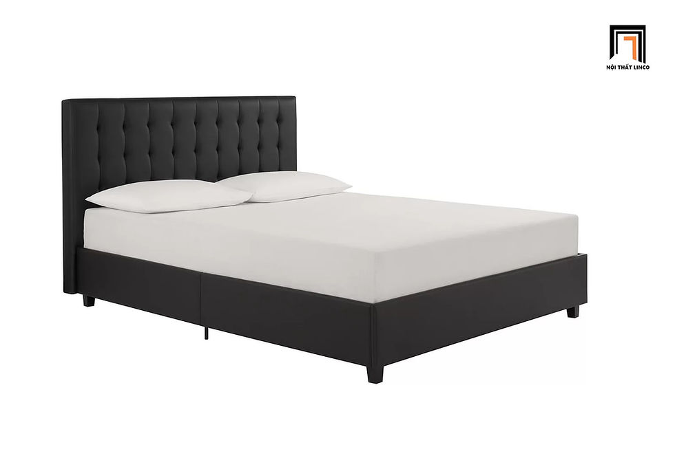 Hình thu nhỏ: Giường ngủ bọc da Pu màu đen GN5 Acquaviva giật lún