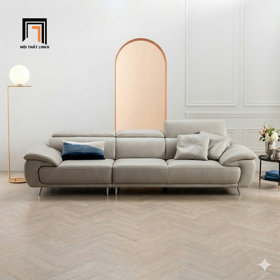 sofa văng da xám trắng