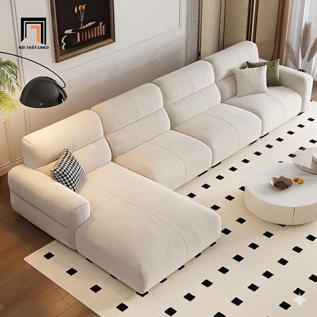 sofa góc da xám trắng