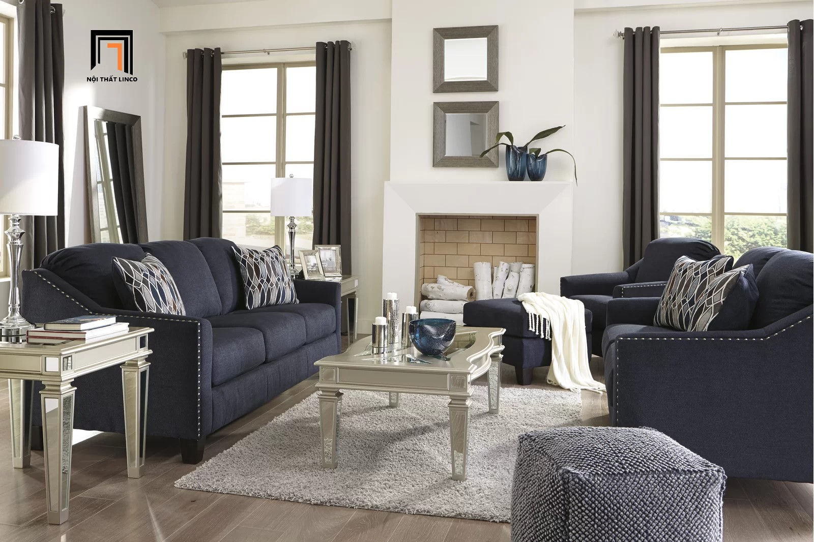 bộ ghế sofa xám đen