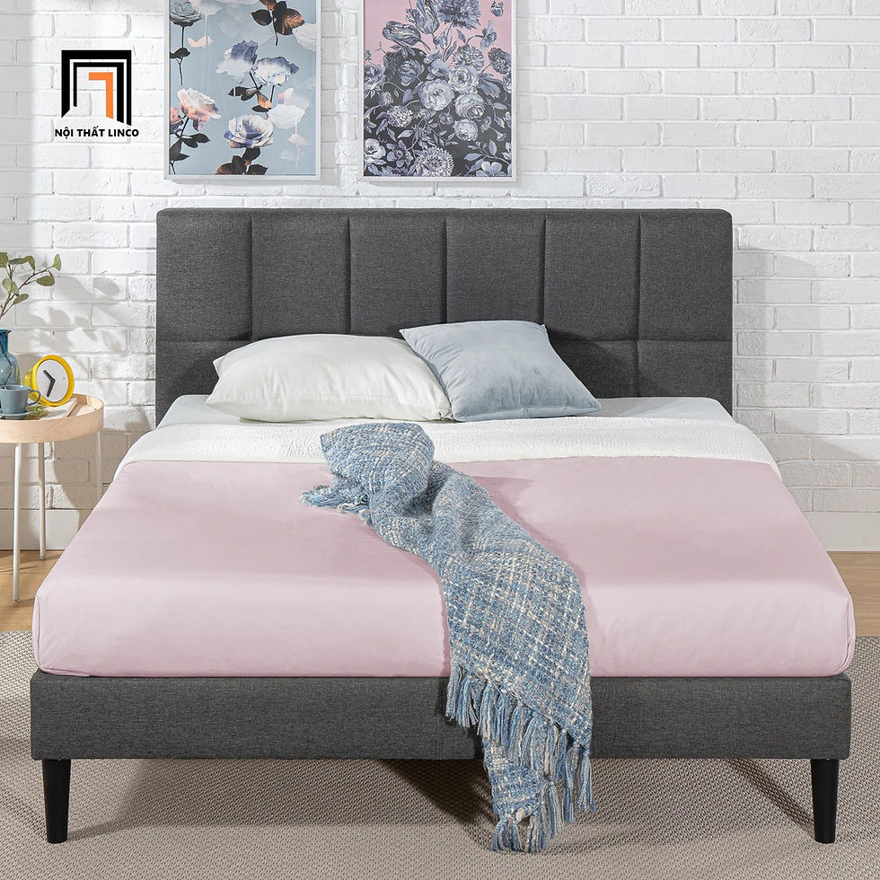 Hình thu nhỏ: Giường ngủ vải nỉ xám 1m6 x 2m GN10 Summons giá rẻ