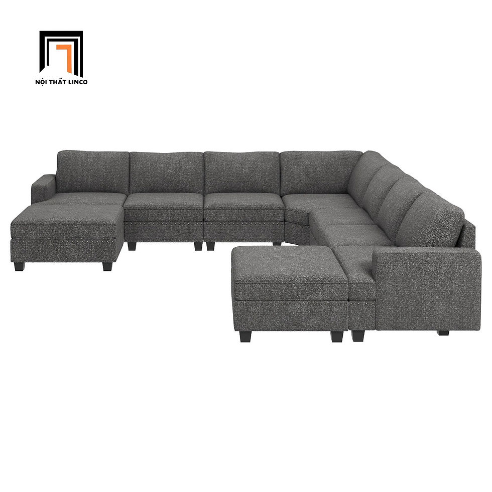 Hình thu nhỏ: Bộ ghế sofa U sang trọng UT13 Anureet vải nỉ xám lông chuột