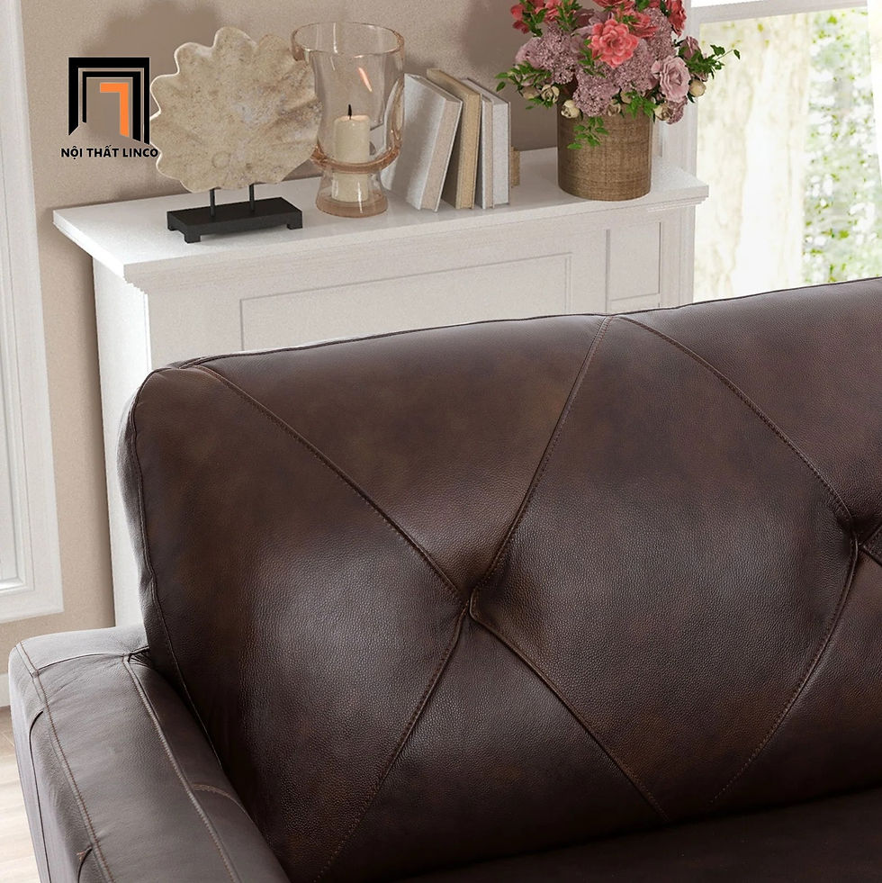 Hình thu nhỏ: Bộ ghế sofa da Pu nâu đậm KT142 Nayelys phong cách Âu
