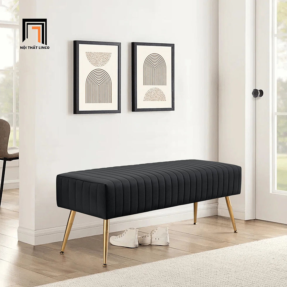 Hình thu nhỏ: Sofa bench cho hành lang SB3 Bretton 1m4 vải nhung đen