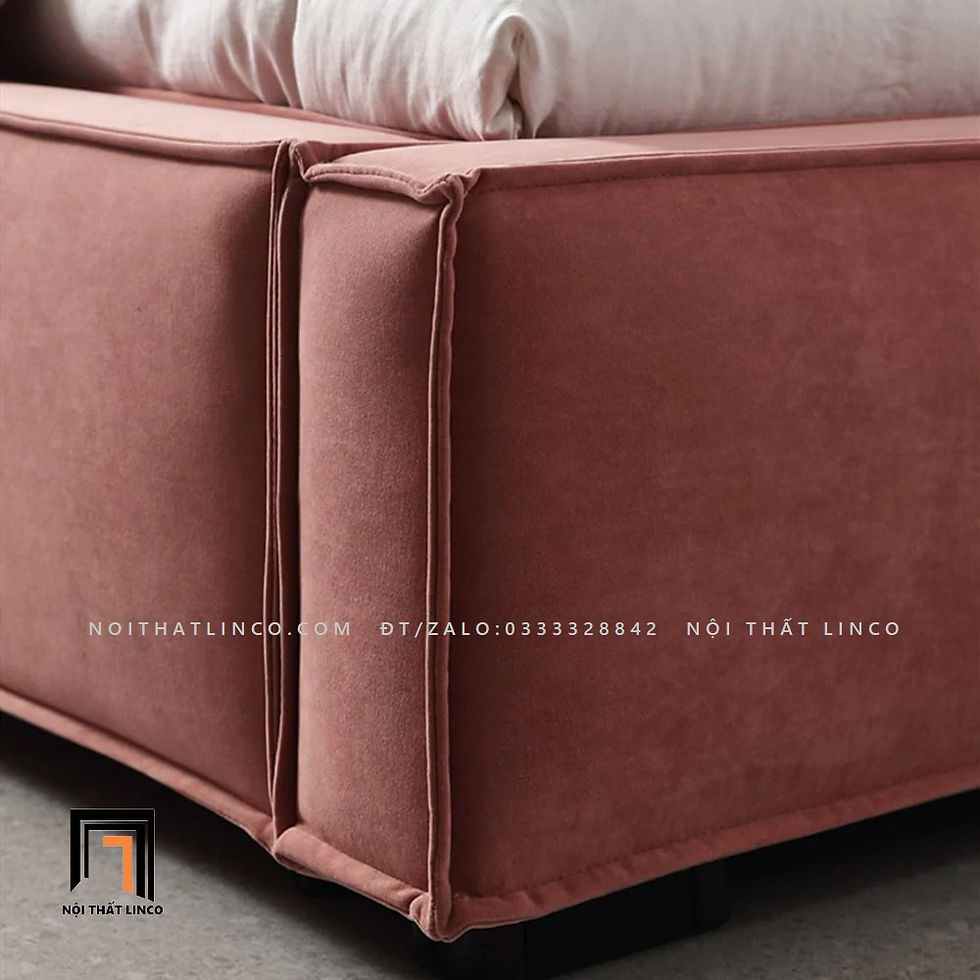 Hình thu nhỏ: Giường ngủ cao cấp GN39 Ellia màu hồng vải nhung nỉ