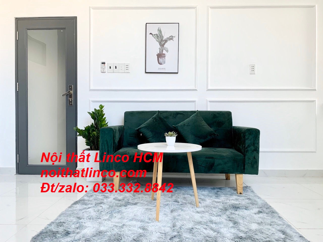 Ghế sofa dài 1m5 GTT01 | Sofa băng nhỏ đa năng màu xanh rêu | Nội thất Linco HCM