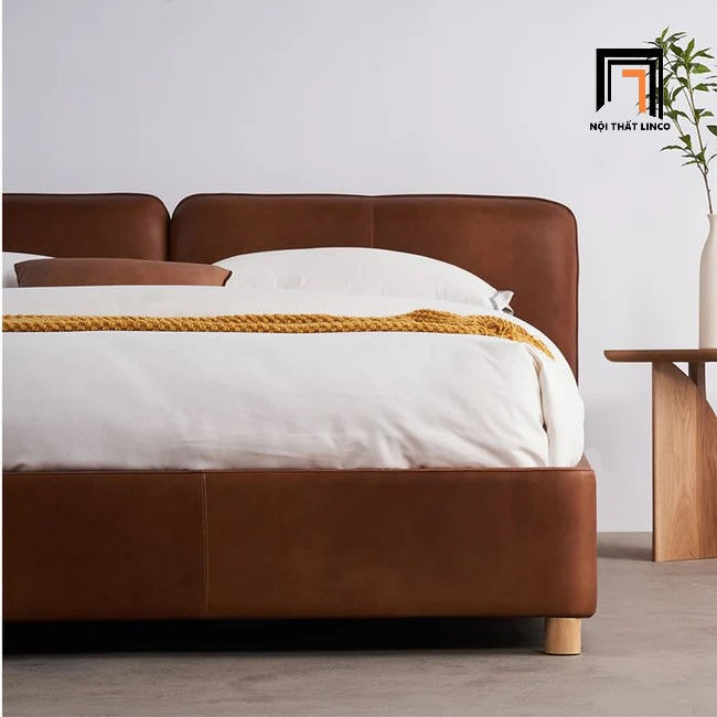 Hình thu nhỏ: Giường ngủ 1m6 x 2m da giả màu nâu GN44 Itotia hiện đại