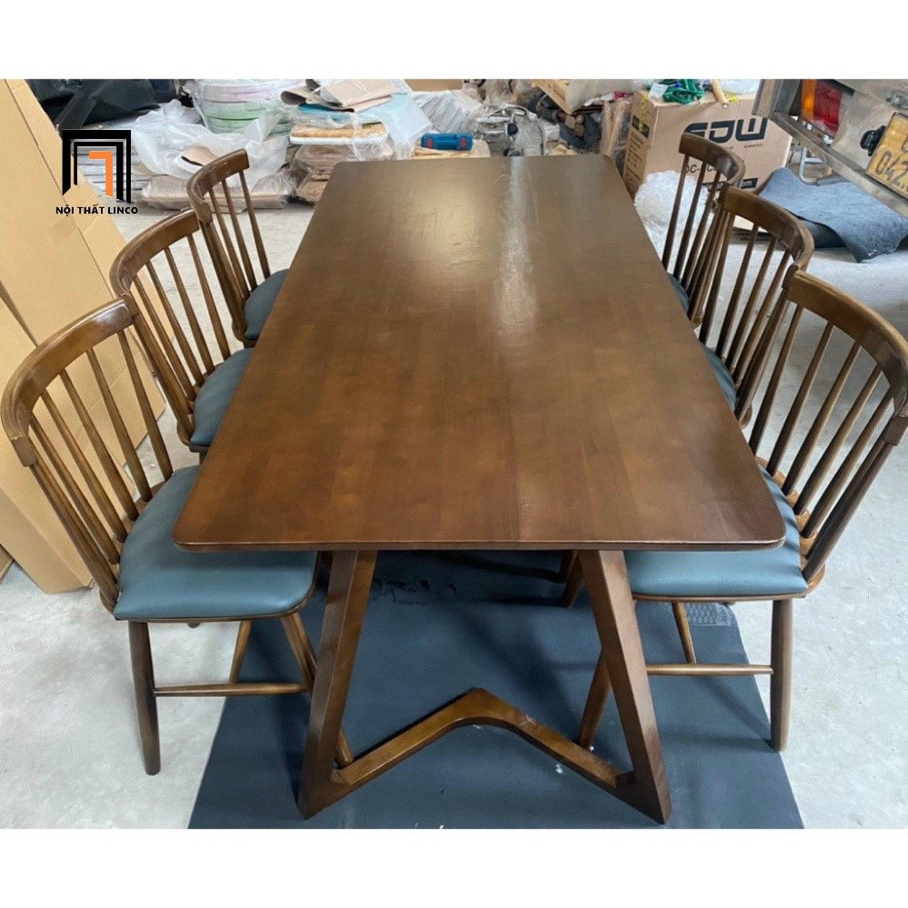 Bộ bàn ăn 6 ghế gia đình 14-KH6-G18-B92 gỗ tự nhiên