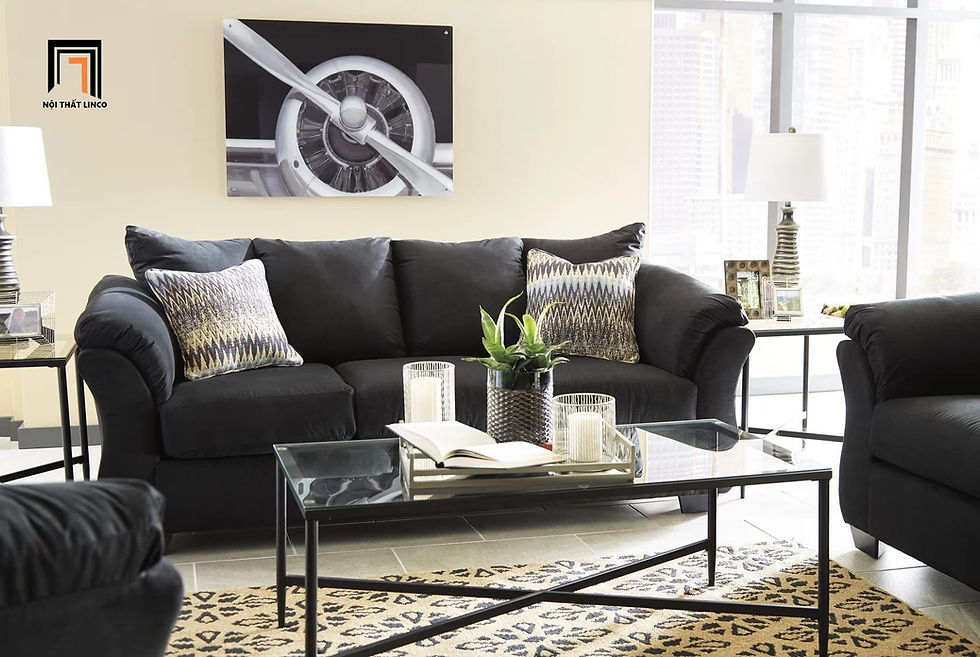 Hình thu nhỏ: sofa vải nhung màu đen