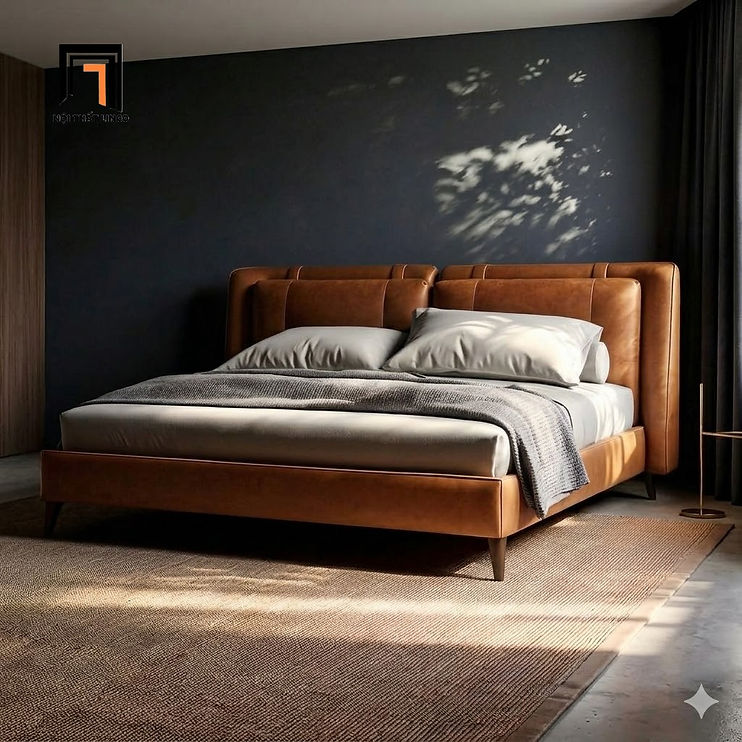 giường giường ngủ chung cư, giường bọc da, giường ngủ cao cấp, giường 1m6 x 2m