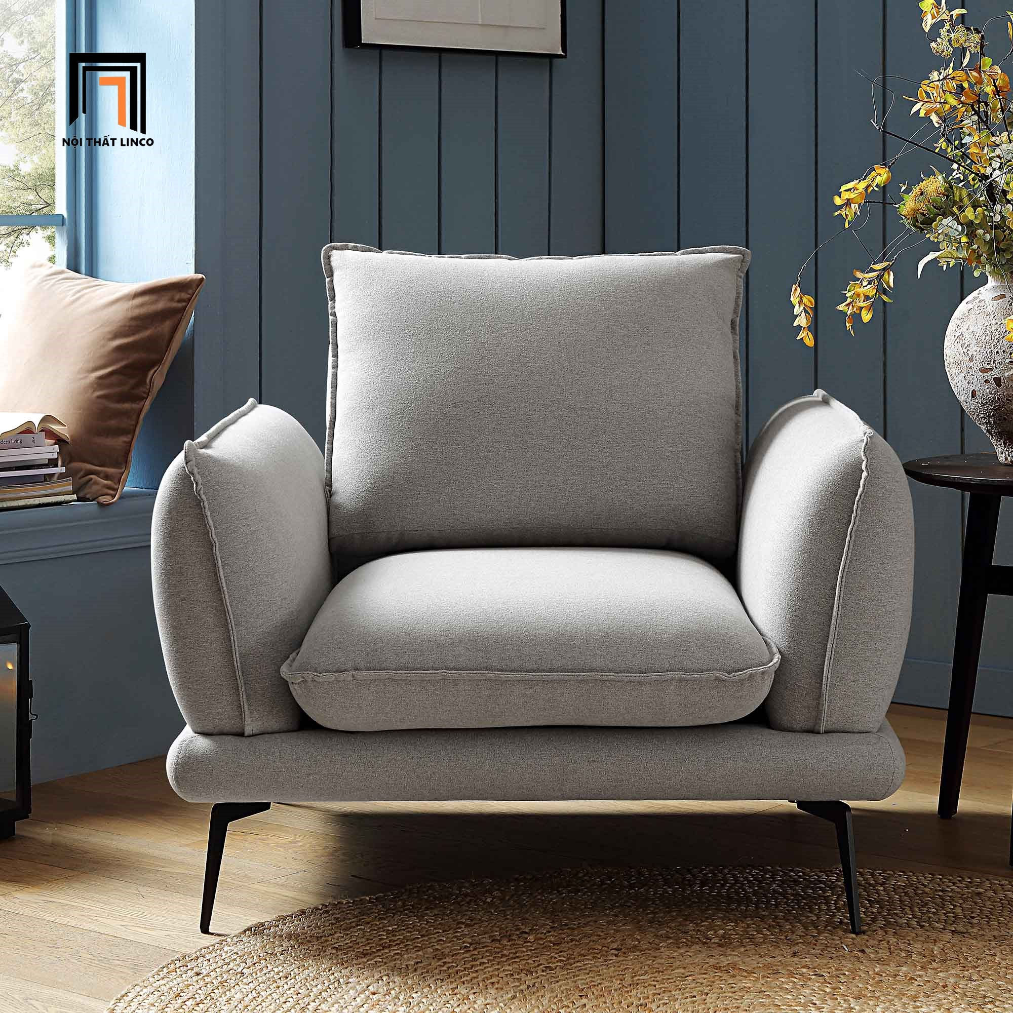 Ghế sofa đơn xám trắng giá rẻ DT81 Obriel phòng khách nhỏ
