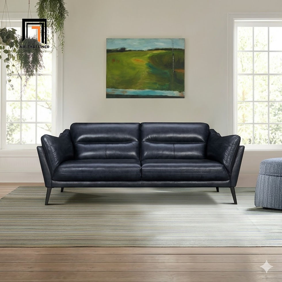 sofa băng da xanh đậm
