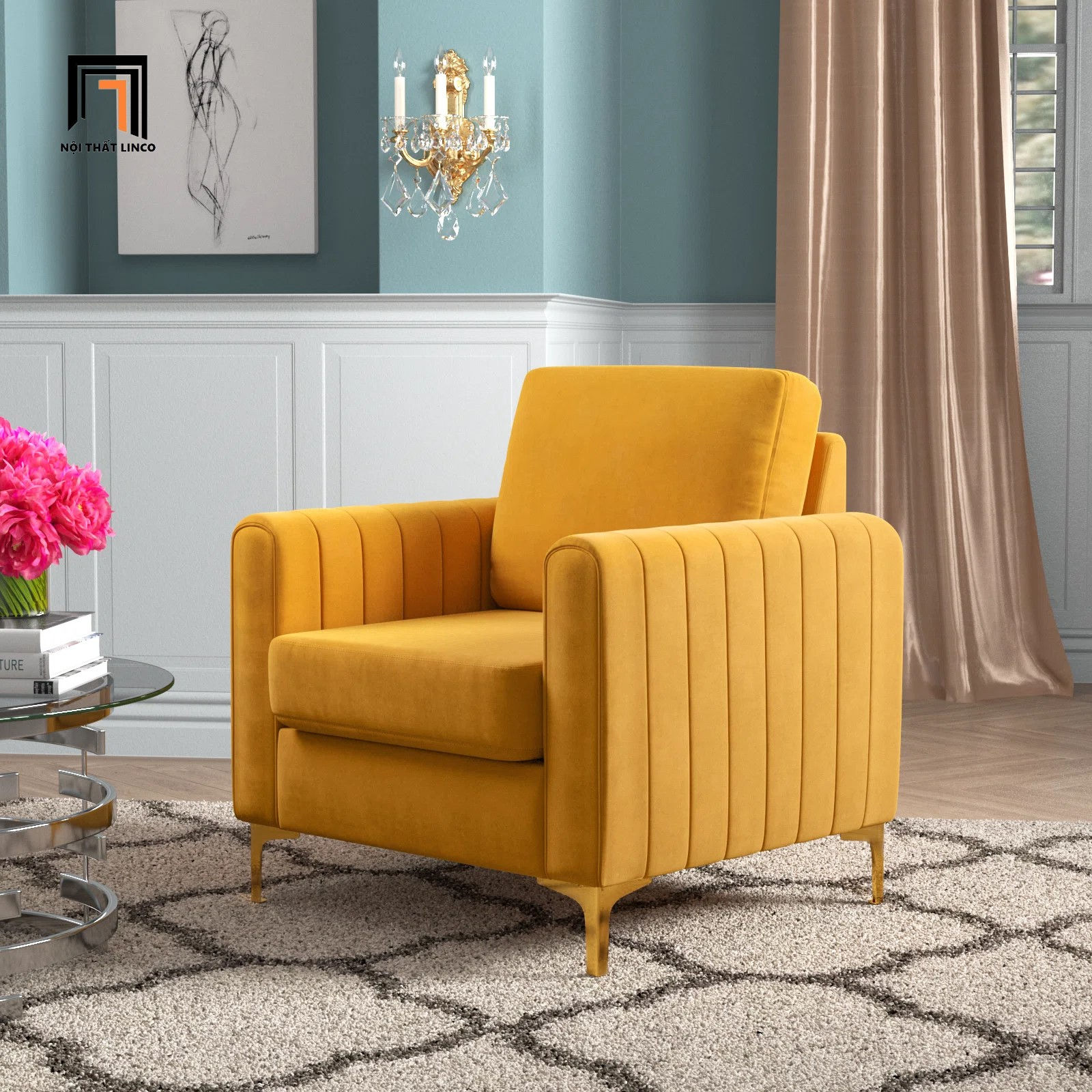 Ghế sofa đơn xinh xắn DT103 Cedar vải nhung nỉ cao cấp