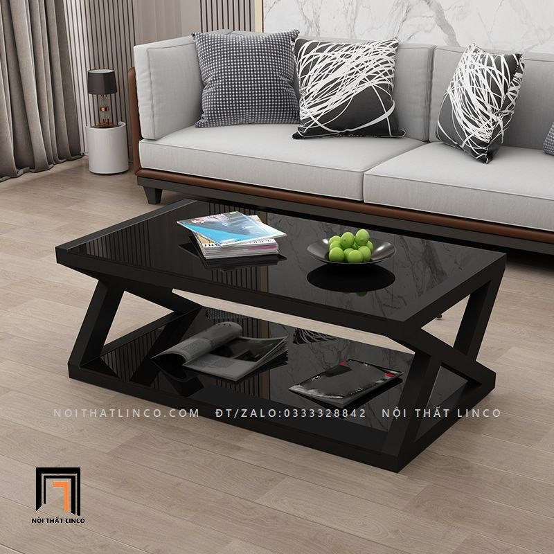 Hình thu nhỏ: Bàn sofa chữ X BSF2 Trestle mặt kính 2 tầng giá rẻ