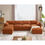 Hình thu nhỏ: Bộ ghế sofa U đẹp dài 3m2 UT28 Dermott vải nỉ màu cam