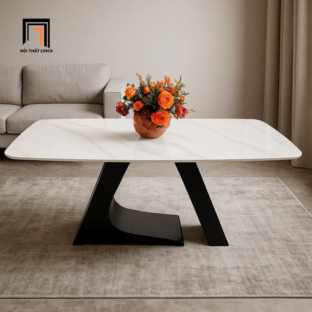 Bàn sofa mặt đá 1m BTPK39 Rapely khung chân sắt đen