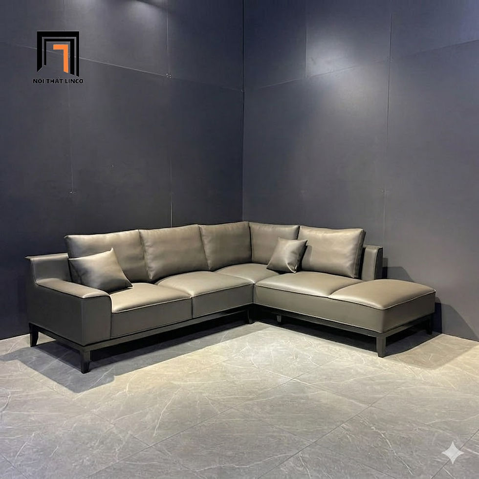 Hình thu nhỏ: sofa góc da xám
