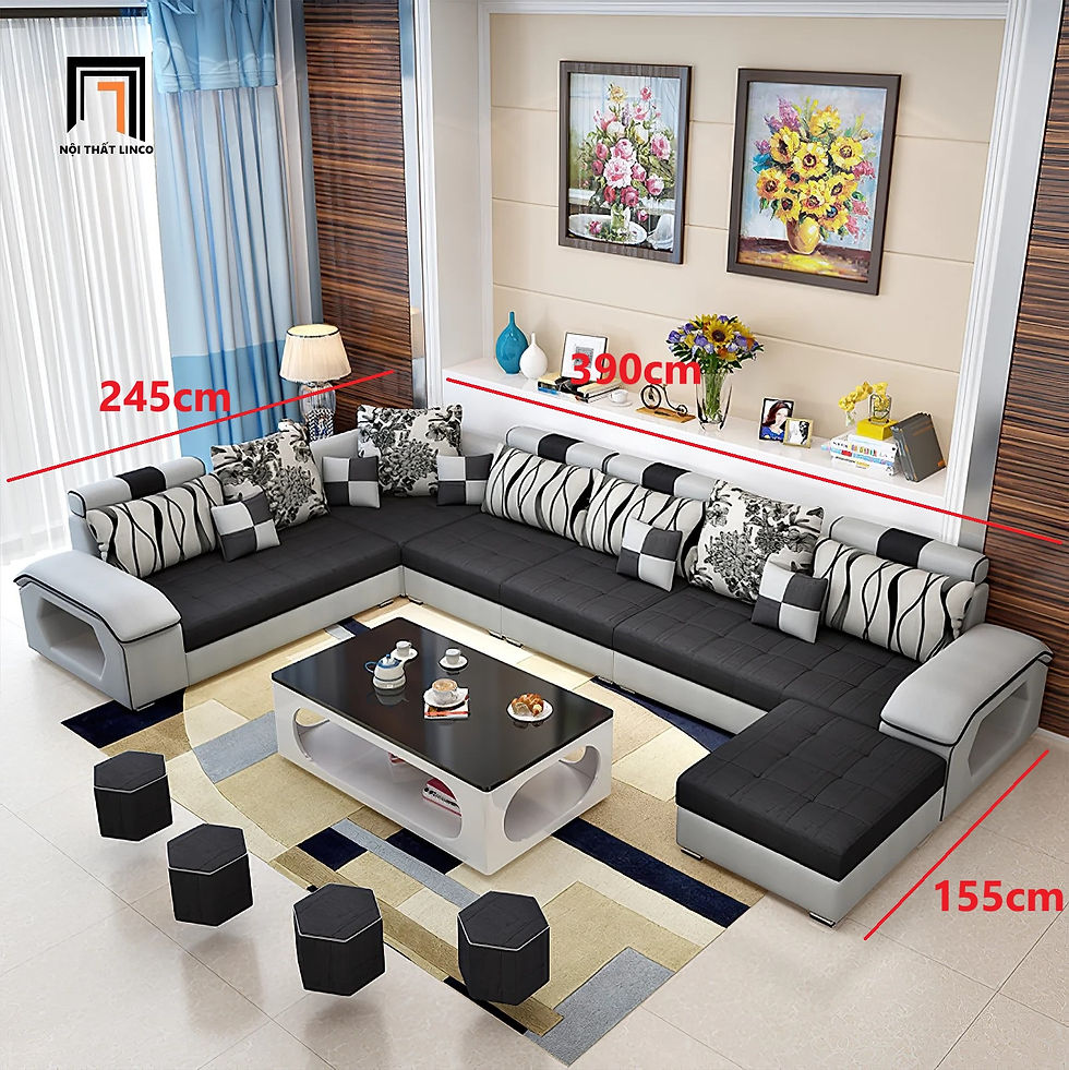 Hình thu nhỏ: Bộ ghế sofa chữ U hiện đại UT1 Arvella dài 3m9 phòng khách