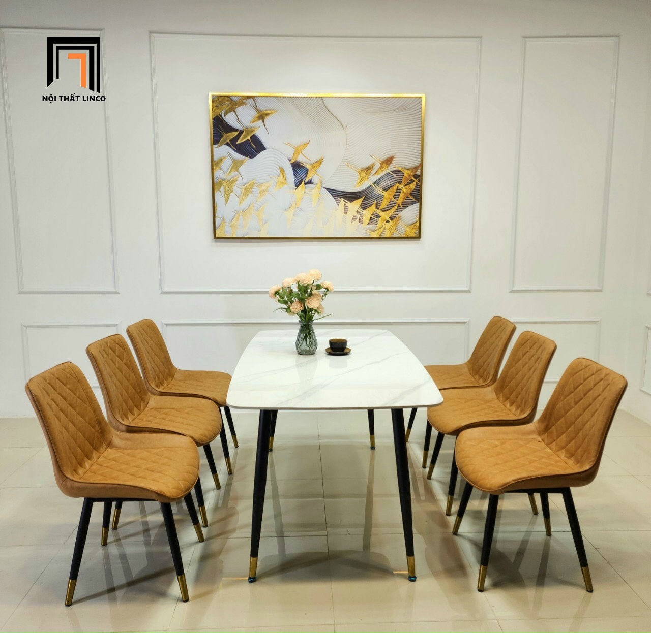 Bàn ăn cho căn hộ chung cư 43-BAD6-G4-B67 6 ghế da Pu