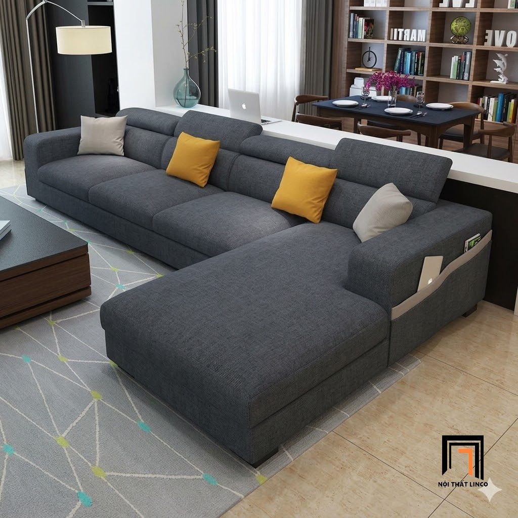sofa góc xám đậm