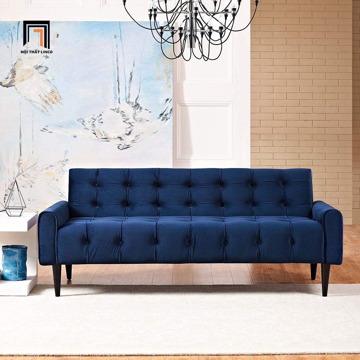 sofa giường xanh đậm