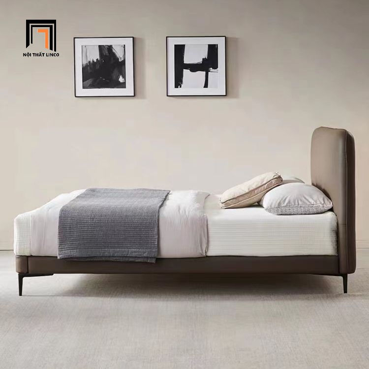 Hình thu nhỏ: Giường ngủ đẹp giá rẻ GN78 Inez 1m6 x 2m da Pu màu nâu