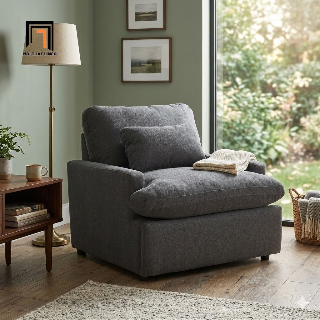 sofa đơn xám lông chuột