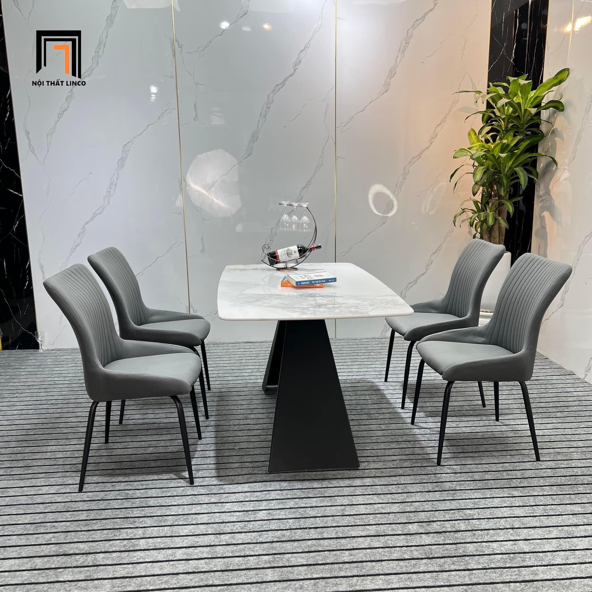 Bộ bàn ăn 4 ghế ngồi nhỏ xinh 9-BAD4-G9-B5 mặt đá trắng