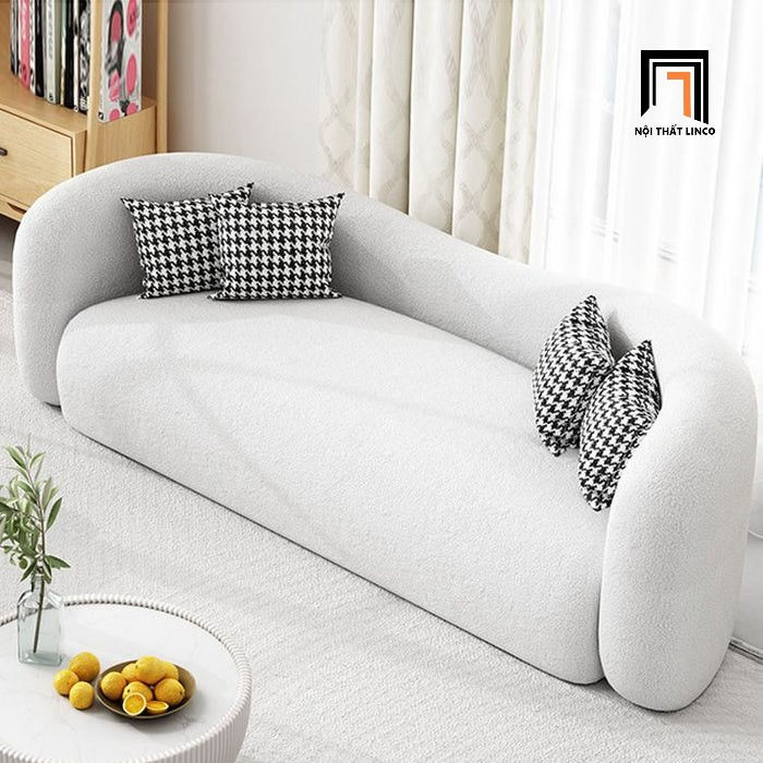 Hình thu nhỏ: Bộ ghế sofa xinh xắn KHQ103 Farlet vải lông cừu xám trắng