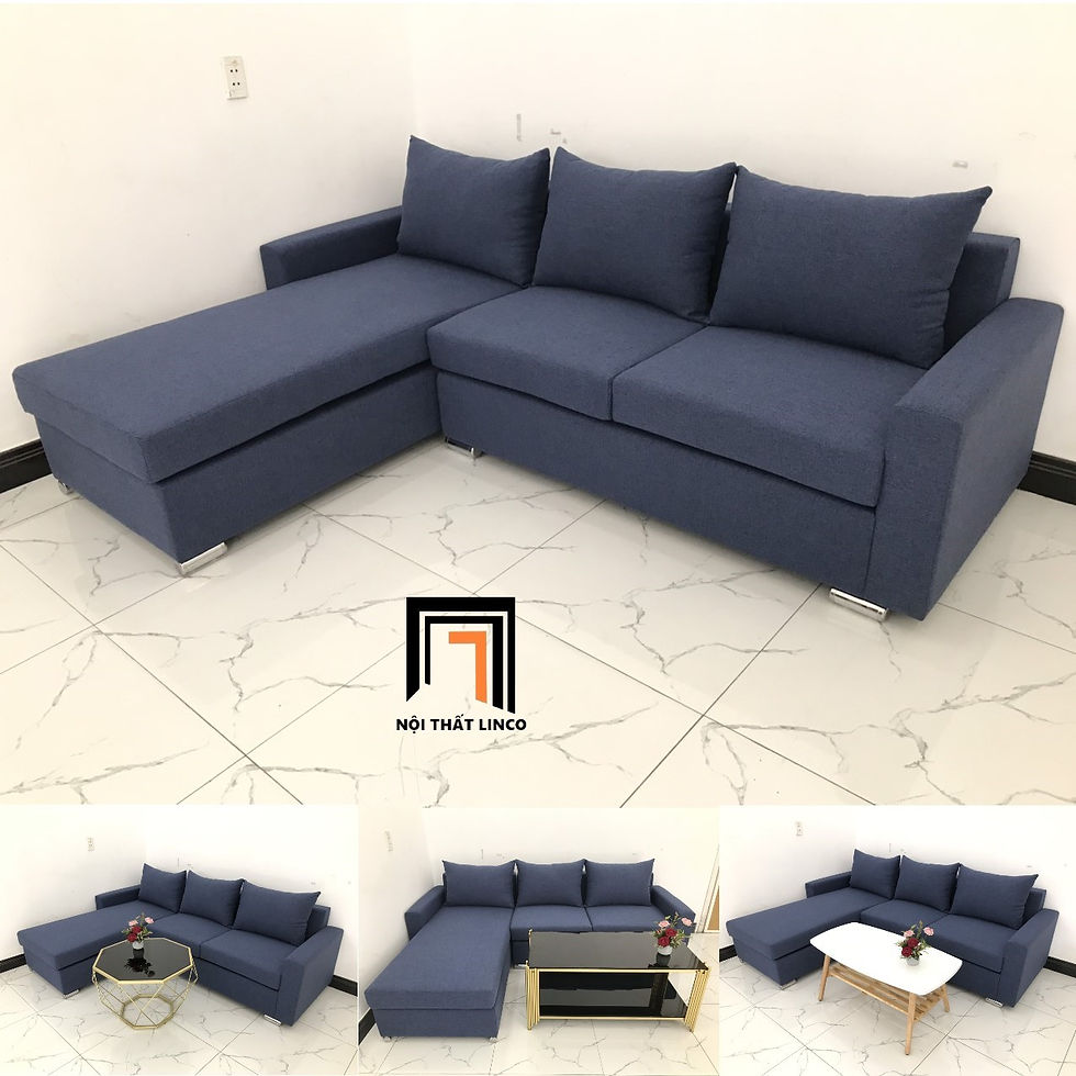 sofa góc xanh đậm