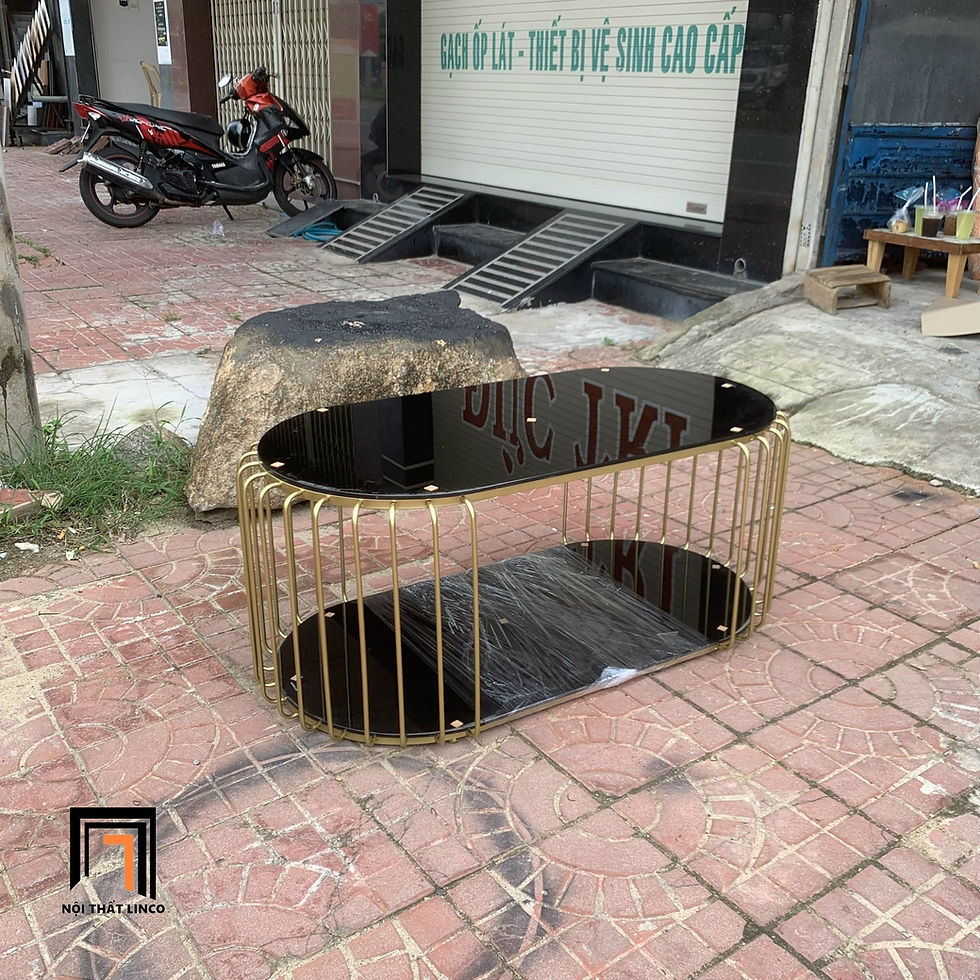Hình thu nhỏ: Bàn sofa mặt kính đen oval BTPK4 Neya dài 1m x 50 giá rẻ