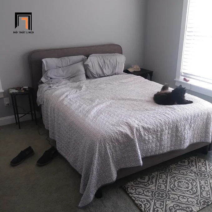 Hình thu nhỏ: Giường ngủ bọc vải xám ghi GN2 Bierman 1m6 x 2m giá rẻ