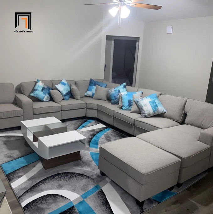 Hình thu nhỏ: Bộ ghế sofa U phòng khách gia đình UT33 Marsala dài 3m4