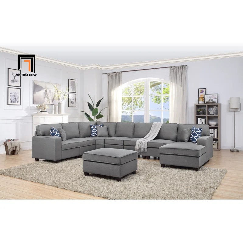Hình thu nhỏ: Bộ ghế sofa U phòng khách gia đình UT33 Marsala dài 3m4