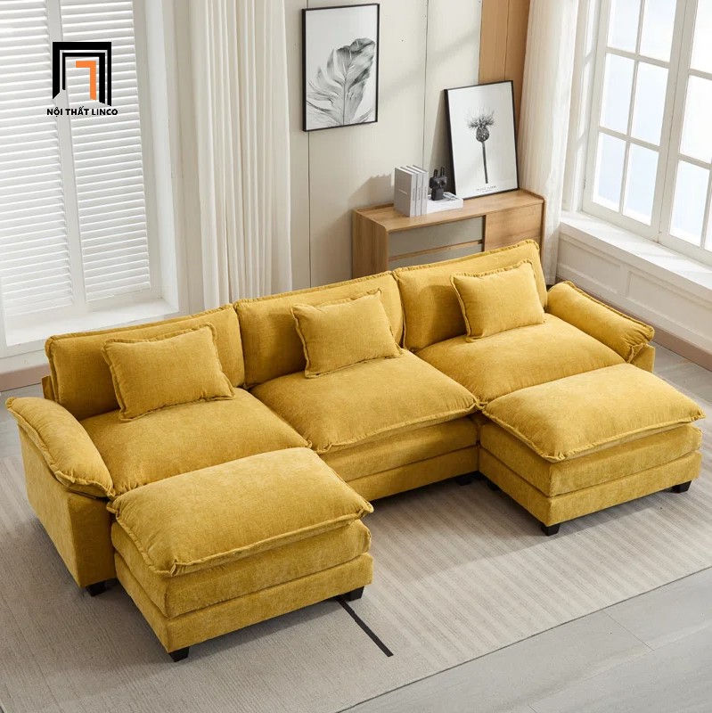 Hình thu nhỏ: Bộ ghế sofa chữ U xinh xắn UT14 Holopeen 2m5 xám đen nỉ