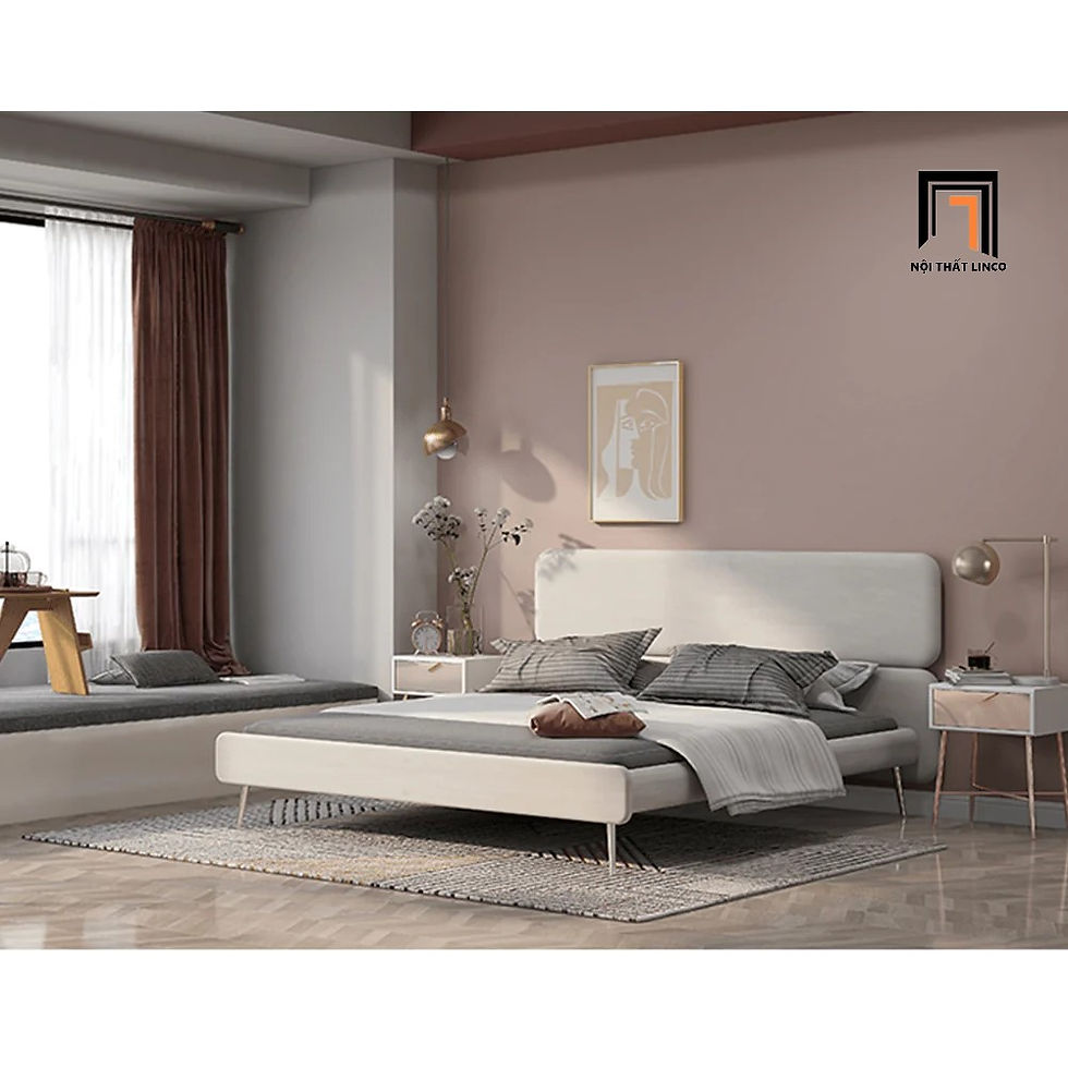 Hình thu nhỏ: Giường ngủ màu đen vải nỉ GN46 Daryl 1m6 cho chung cư